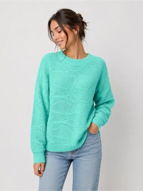 Boohoo Mint Green Textured Crewneck Sweater. For men and women